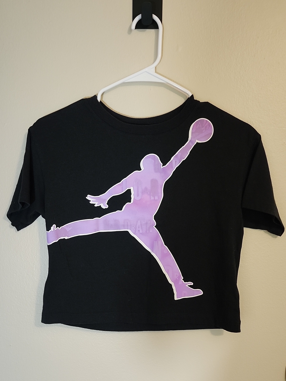 Jordan Black Crop Tee with Purple Jumpman Graphic/Size 10-12 Youth